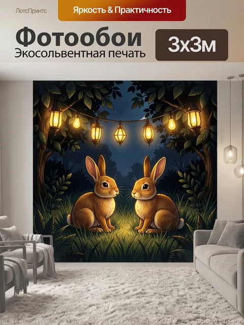 Фотообои Два кролика под фонарями