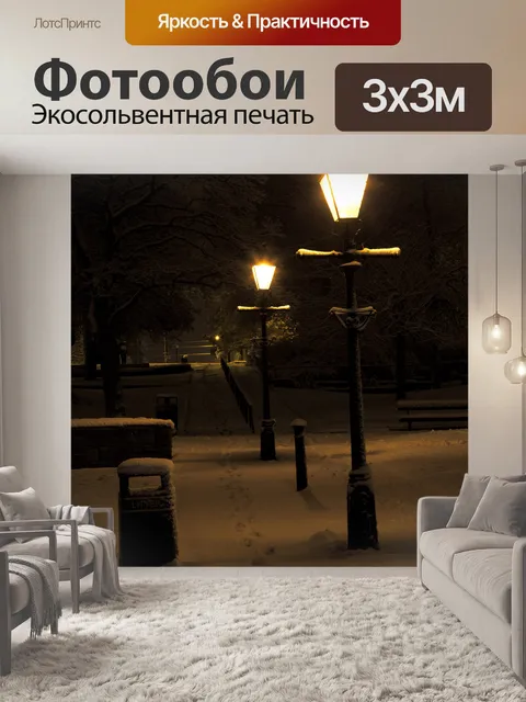 Фотообои парк ночью в зимний период