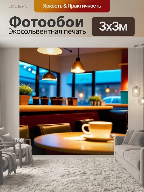 Фотообои уютное кафе с мягким светом и уютной атмосферой