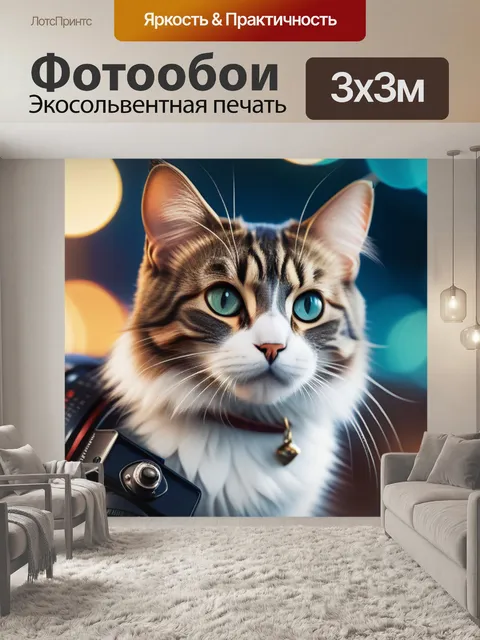 Фотообои с котиком держись смешной