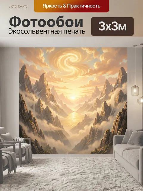 Фотообои Волшебная горная долина на рассвете