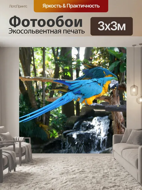 Фотообои Желтый и синий ара попугай 5