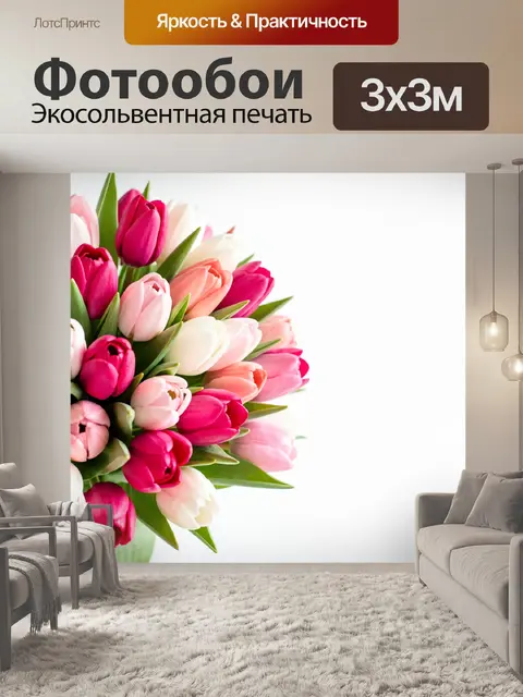 Фотообои Букет тюльпанов на белом фоне
