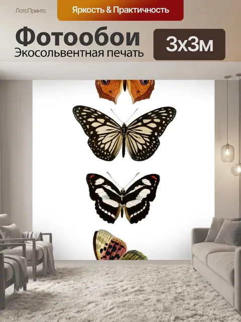 Фотообои Бабочки мотылек винтажное искусство