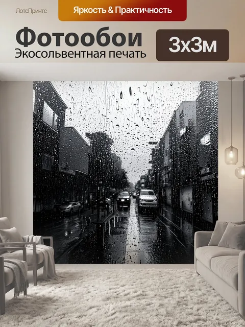 Фотообои дождь в черно-белом стиле