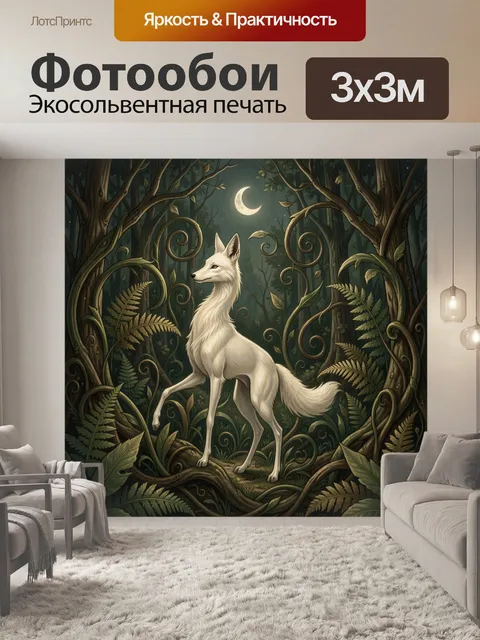 Фотообои Белая лиса в лесной чаще