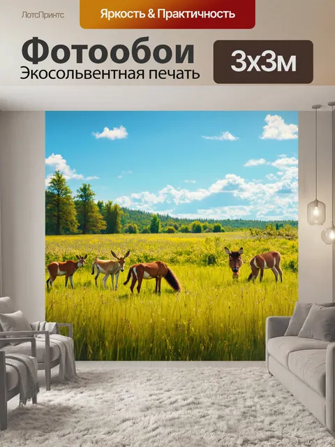 Фотообои поле, обеспечивающее гармонию между животными и растениями, раскрывающее перед зрителем живую симфонию природы