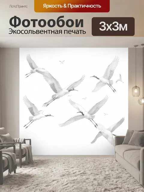 Фотообои Белые журавли в полете