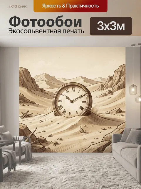 Фотообои Часы в пустынных дюнах