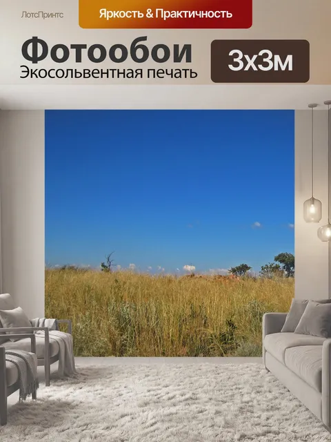Фотообои луга и голубое небо