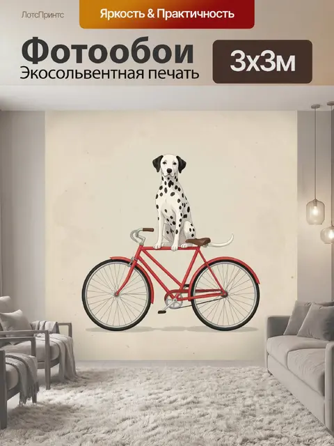 Фотообои Далматинец на красном велосипеде