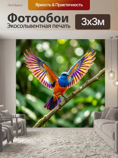 Фотообои Яркая тропическая птица в полёте