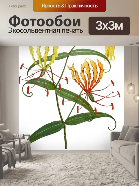 Фотообои Винтажный клипарт цветочная иллюстрация