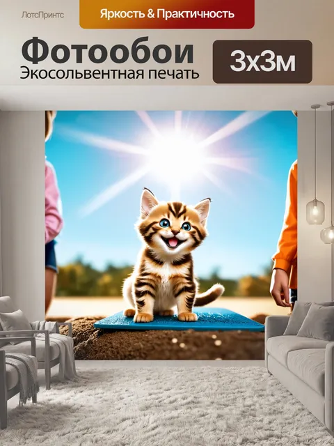 Фотообои радостный трогательный котенок