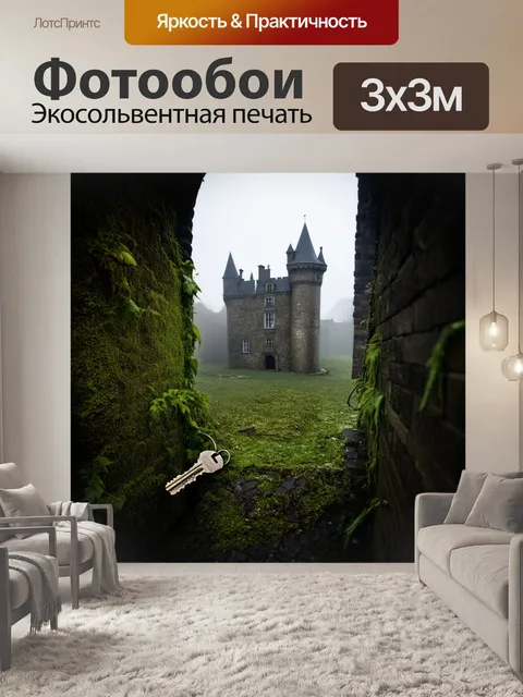 Фотообои заброшенный замок, где мхи и лианы обвивают стены, а ключи лежат на древних плитах, не зная своей роли