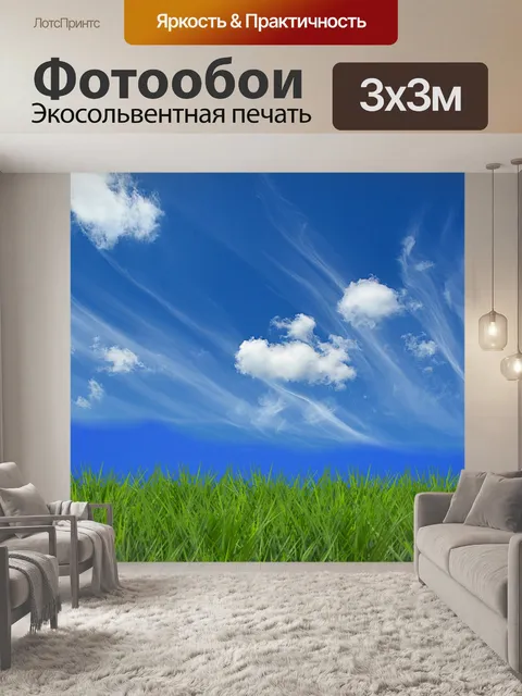 Фотообои Луг поле облака небо