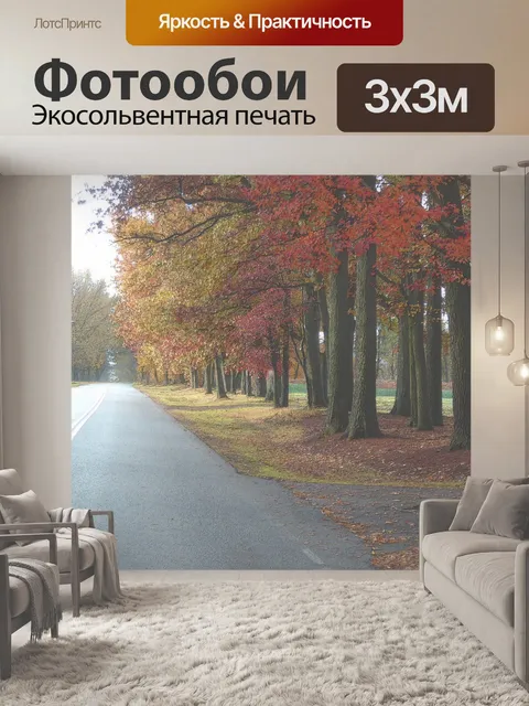 Фотообои Туманный Осень-роуд