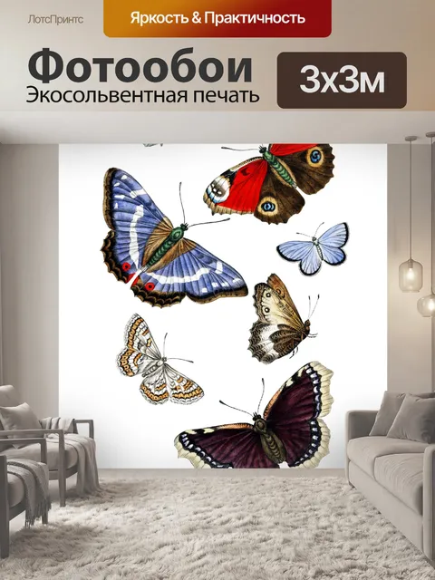 Фотообои Винтажный клипарт бабочка