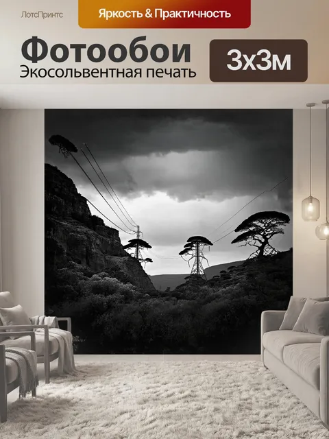 Фотообои протяженная линия высоковольтных проводов