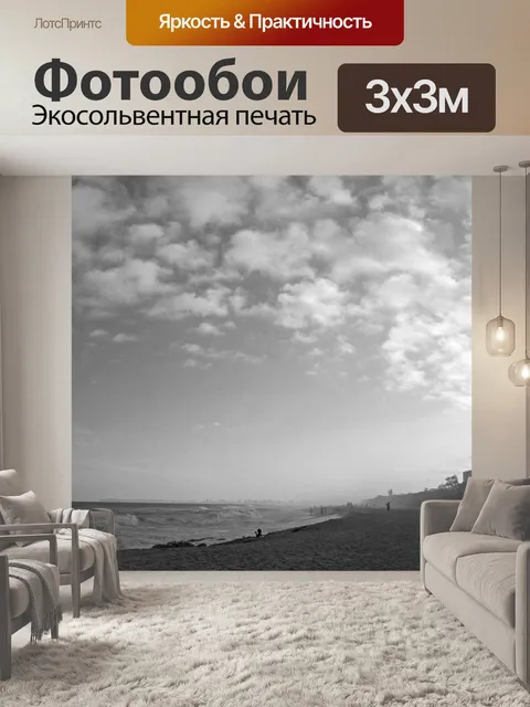 Фотообои Береговая линия в черно-белом