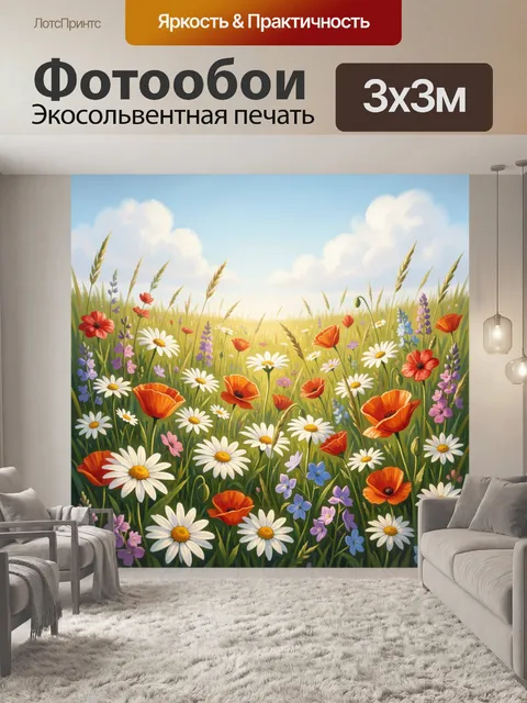Фотообои Летний луг с полевыми цветами
