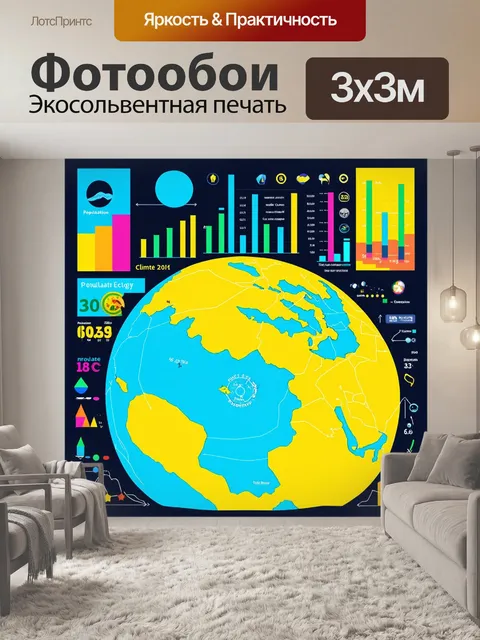 Фотообои абстракция в стиле инфографический рисунок