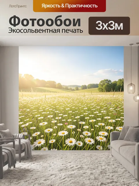 Фотообои Ромашковое поле на рассвете