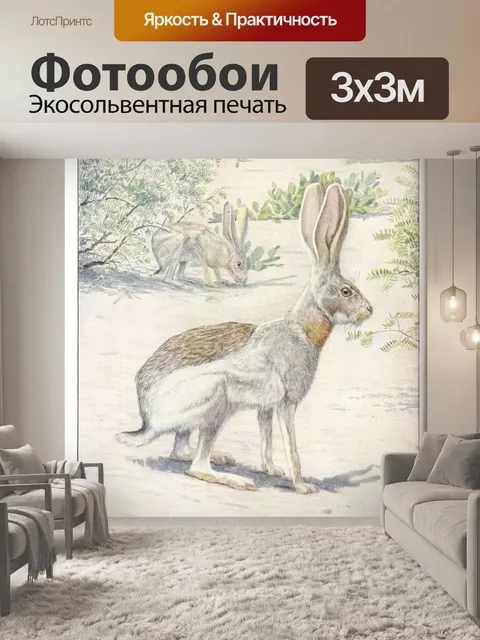 Фотообои Иллюстрация винтажного искусства зайца