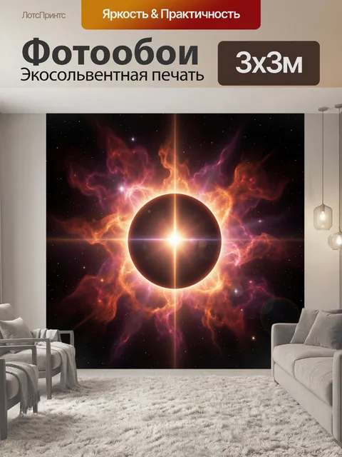Фотообои Космическое затмение со вспышкой