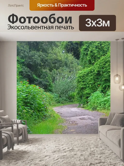 Фотообои Грубая дорога через густую растительност