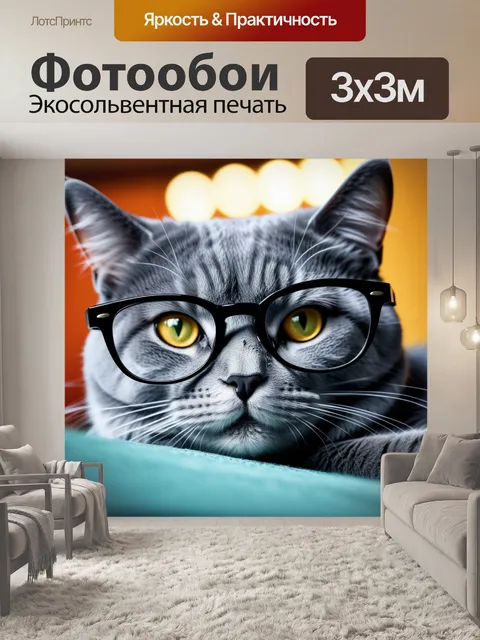Фотообои лежащая кошка в очках