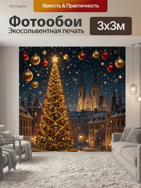 Фотообои Рождественская елка в старом городе