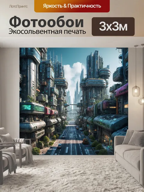 Фотообои город в стиле научная фантастика: улицы