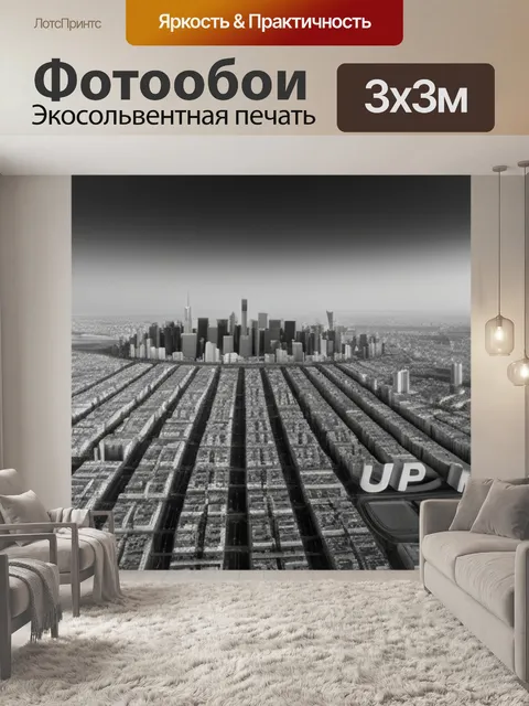 Фотообои пейзаж с городом название чернобелый