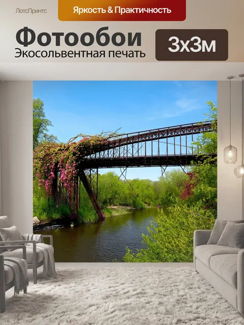 Фотообои уникальный мост с подъемными конструкциями через реку