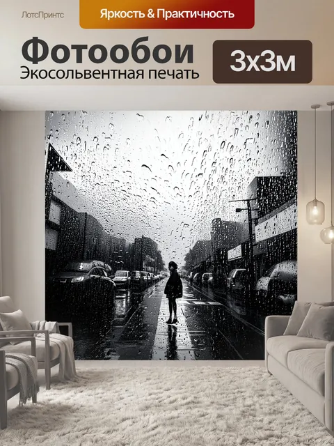 Фотообои дождь в черно-белом стиле