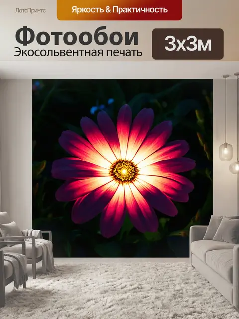 Фотообои цветы в стиле сюрреализм, цветы, хранящие свет внутри своих лепестков, обрамленные таинственной тенью