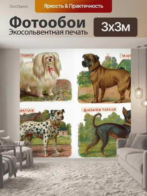 Фотообои 4 красивые собаки викторианской обрывки