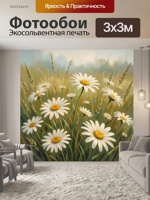 Фотообои Ромашки на летнем лугу