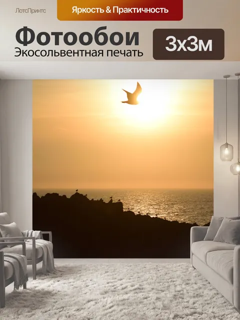 Фотообои Закат и птицы