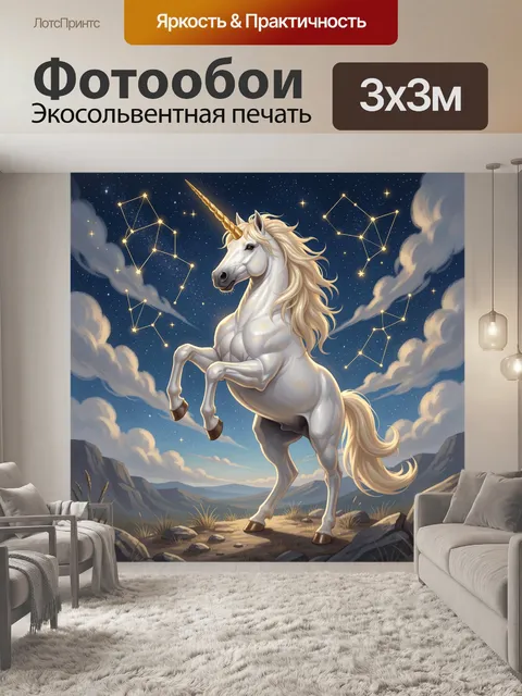 Фотообои Единорог под звездным небом