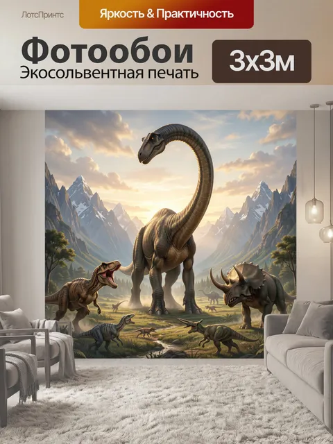 Фотообои Динозавры в горной долине