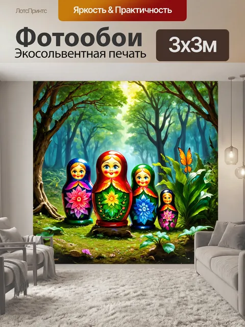 Фотообои сказочный мир с матрешками