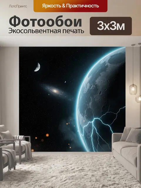 Фотообои Космос с планетой и галактикой