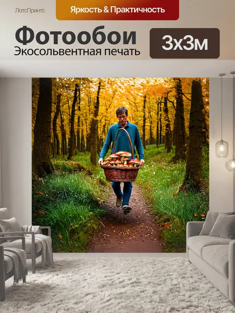 Фотообои грибник блуждает по лесной тропе