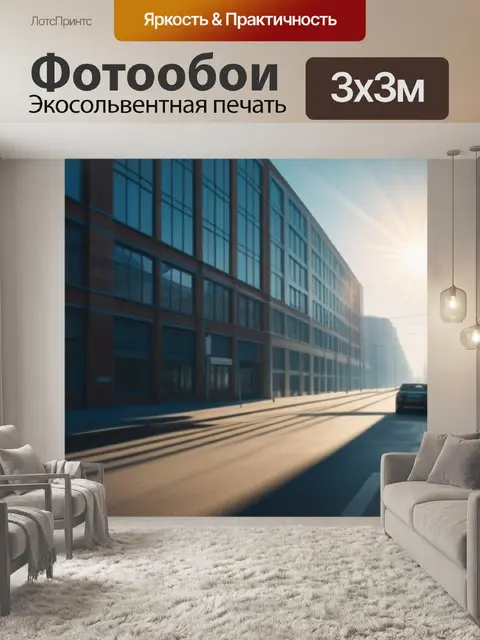 Фотообои городской пейзаж с солнцем