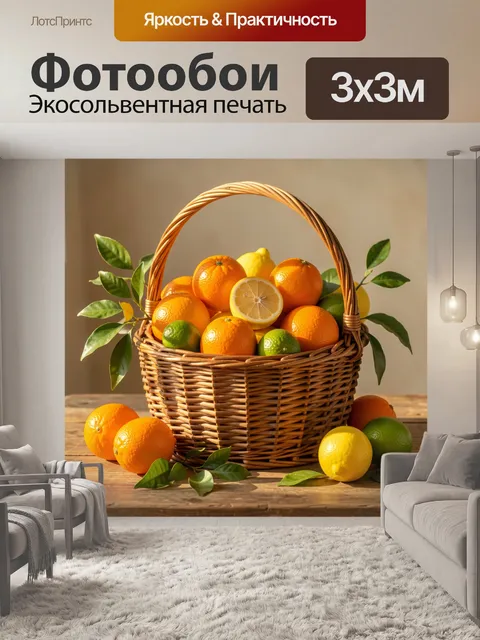 Фотообои Корзина с цитрусовыми фруктами