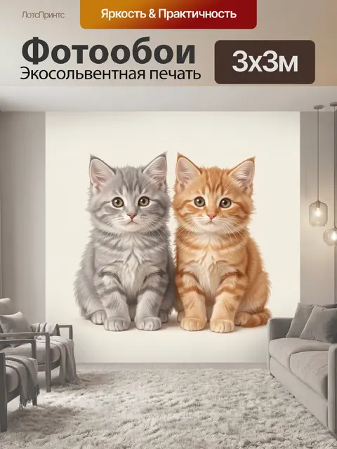 Фотообои Два пушистых котёнка