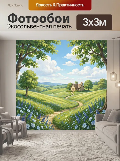 Фотообои Деревенская тропинка через луга
