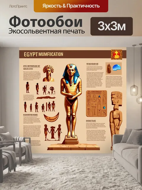 Фотообои египет в стиле инфографический рисунок, описывающие процесс мумификации и его культурные аспекты